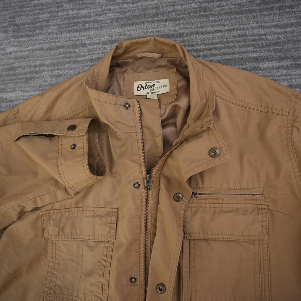 Orton Brothers Field Jacket Men XL Tan Brown Cotton Full Zip Utility Coat